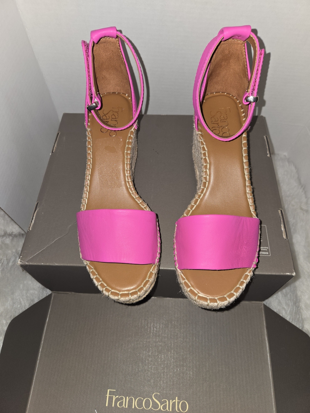 Franco Sarto Pink Ankle-Strap Espadrille Sandals
